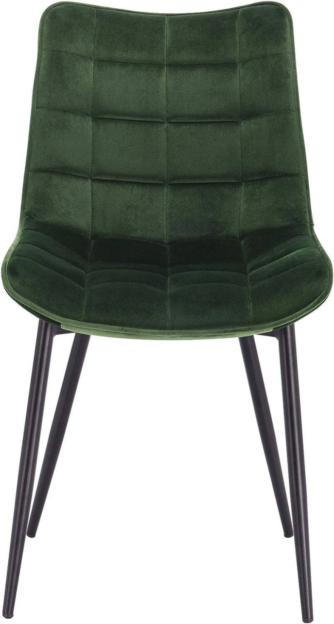 24goodz Set of 8 Dining Chairs with Backrest - Robust and Durable - Velvet Upholstery - For Home Use - Dark Green