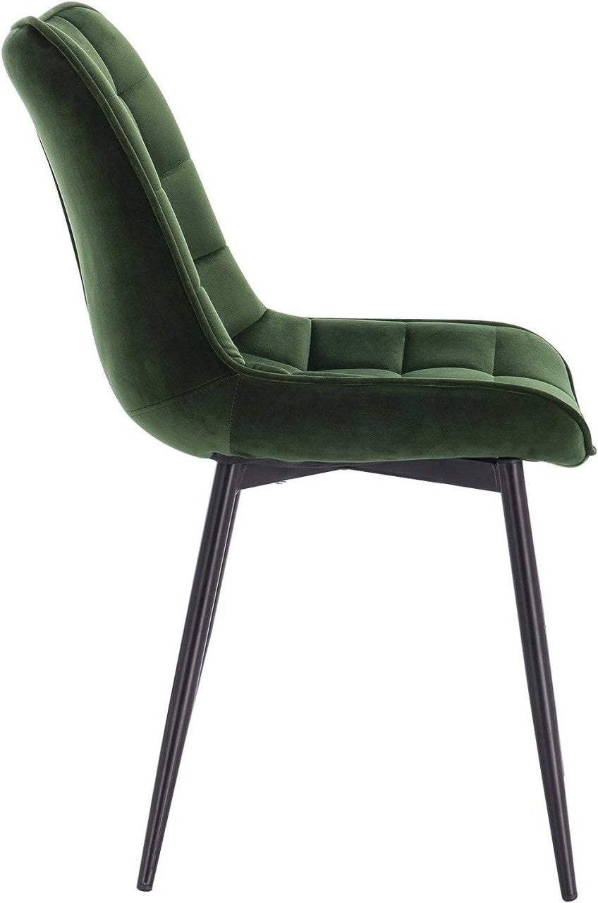 24goodz Set of 8 Dining Chairs with Backrest - Robust and Durable - Velvet Upholstery - For Home Use - Dark Green
