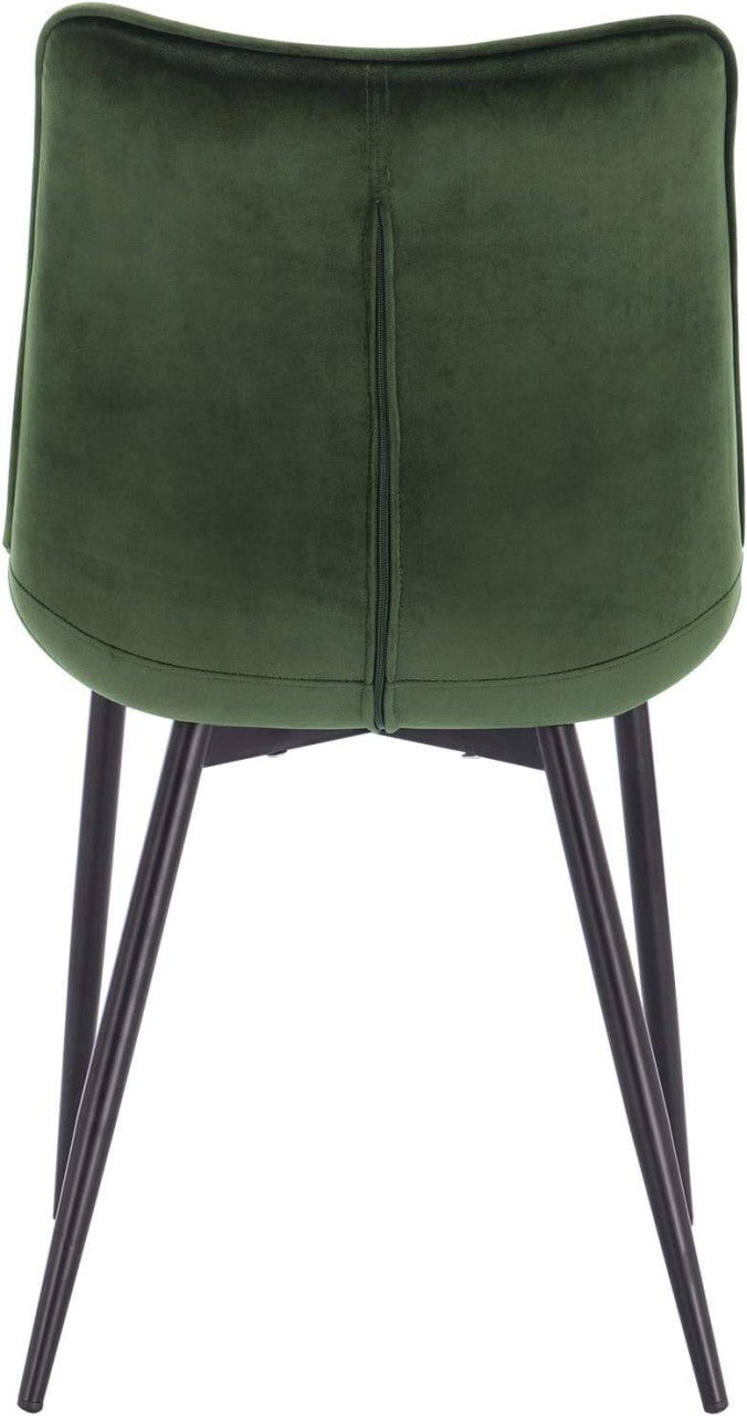 24goodz Set of 8 Dining Chairs with Backrest - Robust and Durable - Velvet Upholstery - For Home Use - Dark Green