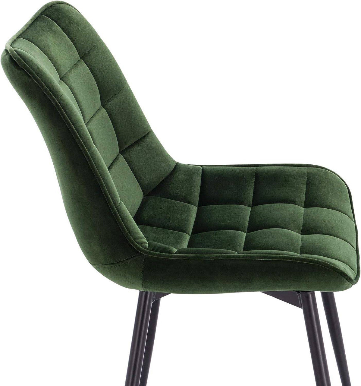 24goodz Set of 8 Dining Chairs with Backrest - Robust and Durable - Velvet Upholstery - For Home Use - Dark Green