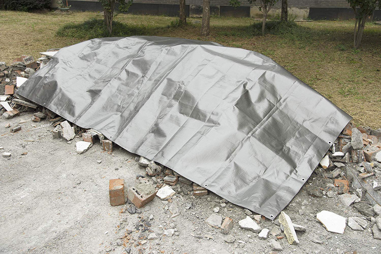 24goodz Waterproof Tarpaulin - Durable and UV Resistant - 180 g/m² PE - Grey - 4x6 m
