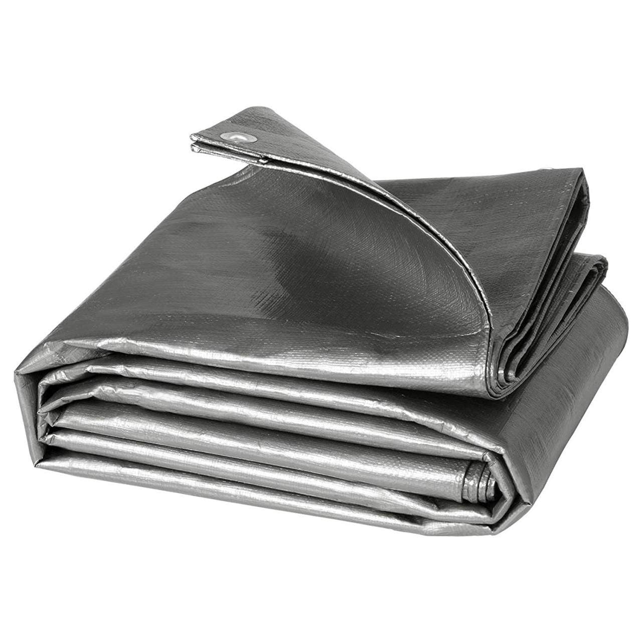 24goodz Waterproof Tarpaulin - Durable and Weather Resistant - 180 g/m² PE - Grey - 4x5 m
