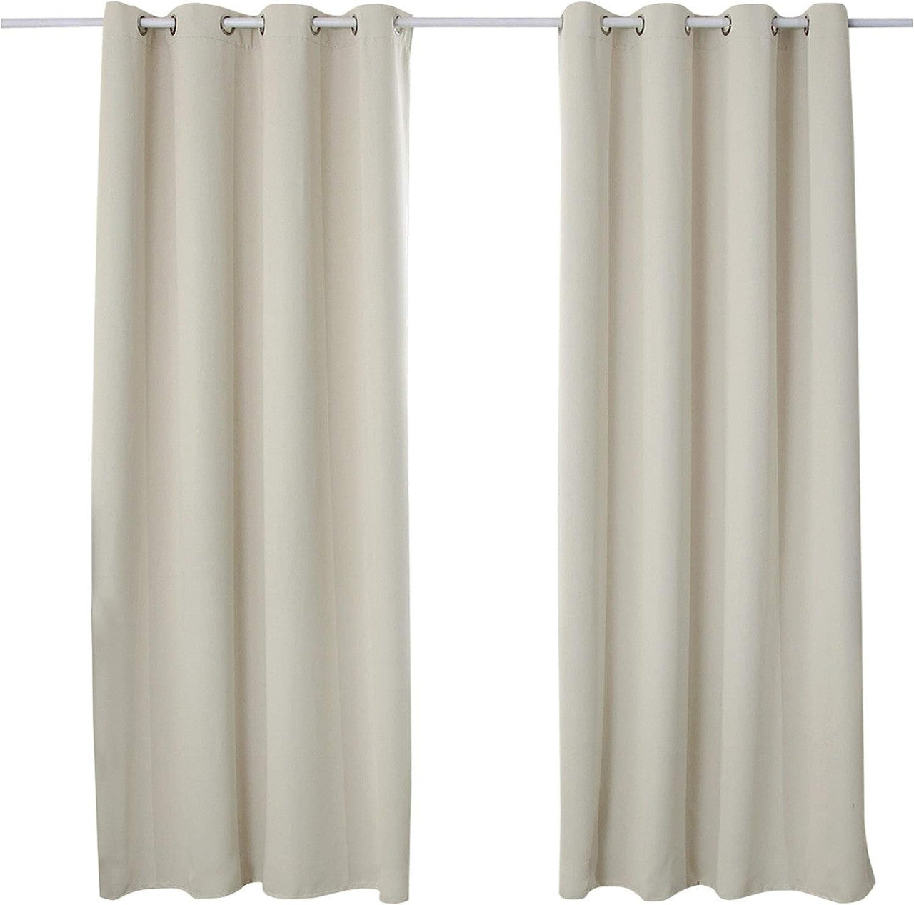 24goodz 2 Pieces Heat-insulating Blackout Curtains - Excellent Light Blocking - Energy Saving & Noise Absorption - 100% Polyester - Beige - 135x225 cm