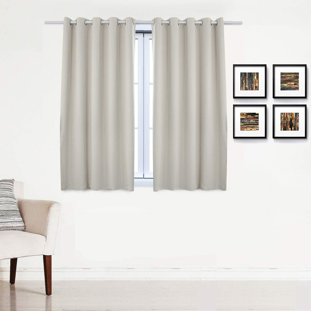 24goodz 2 Pieces Heat-insulating Blackout Curtains - Elegant Privacy Protection - 100% Polyester - For Home and Office - Crème 135x245 cm