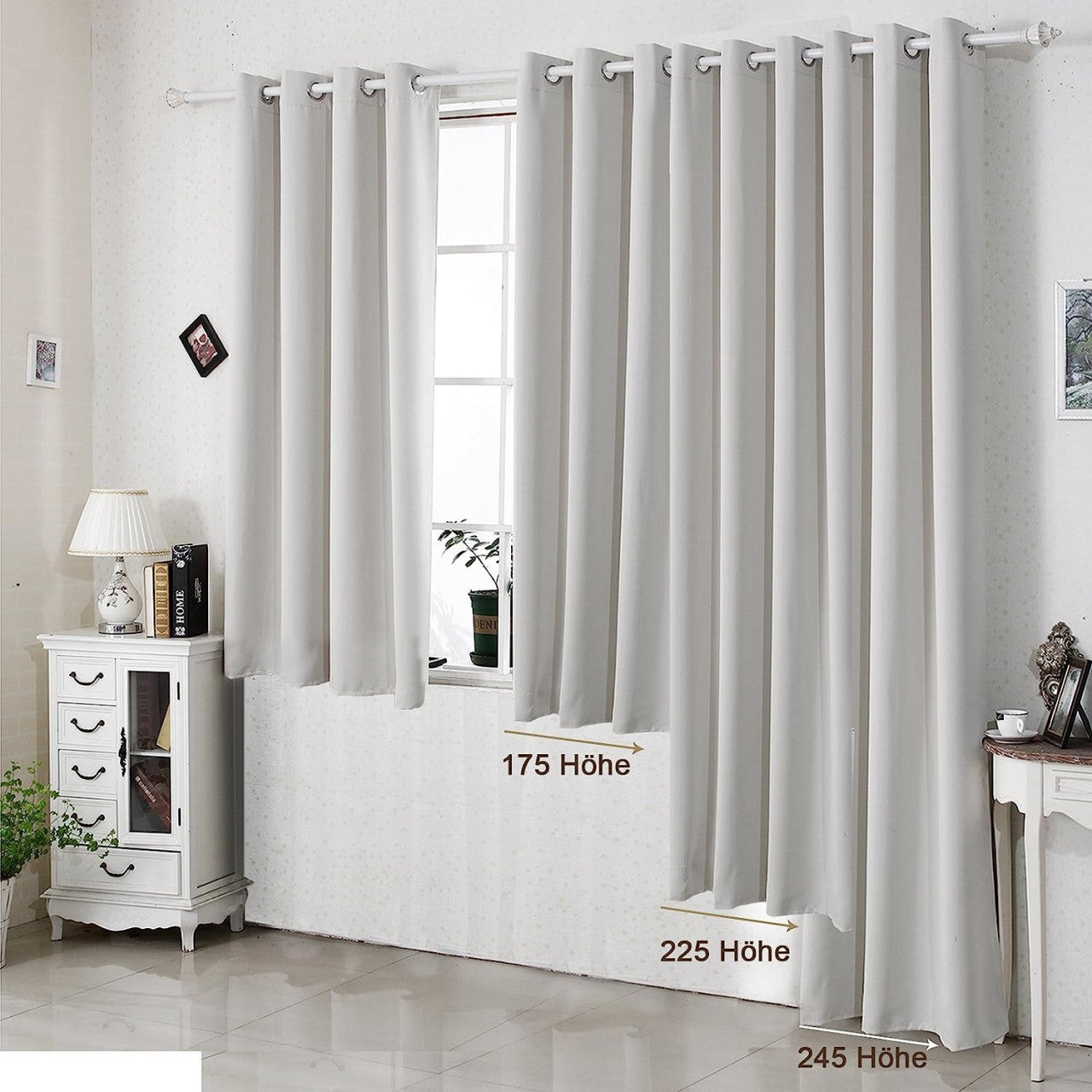 24goodz 2 Pieces Heat-insulating Blackout Curtains - Elegant Design - Energy Saving & Noise Absorption - 100% Polyester - For Home & Office - Champagne 135x225 cm - cp