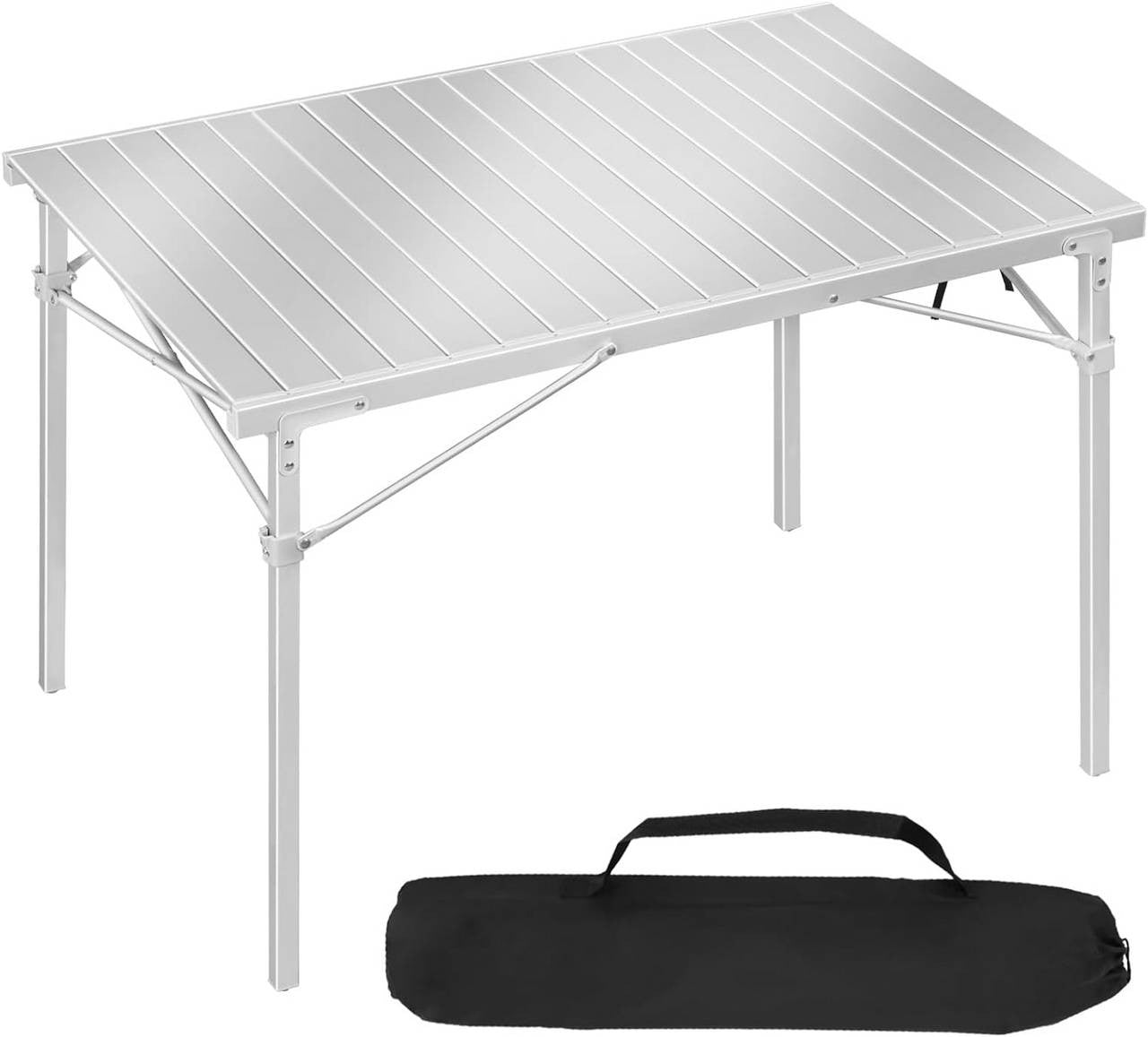 24goodz Aluminium Camping Table - Easy to Assemble - Lightweight and Portable - Aluminium Alloy - For Outdoor Enthusiasts - Silver
