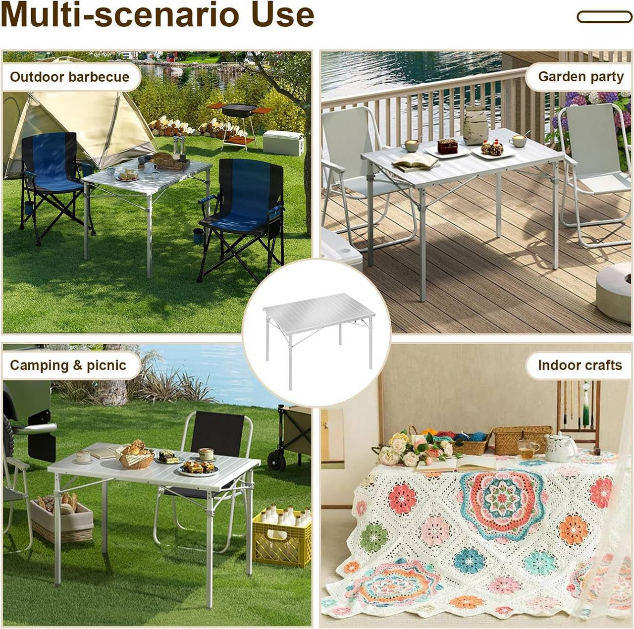 24goodz Aluminium Camping Table - Easy to Assemble - Lightweight and Portable - Aluminium Alloy - For Outdoor Enthusiasts - Silver