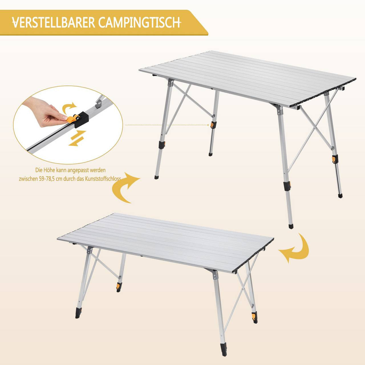 24goodz Aluminium Camping Table with Carry Bag - Stable and Lightweight - Aluminium Alloy - For Camping Enthusiasts - Silver - sb