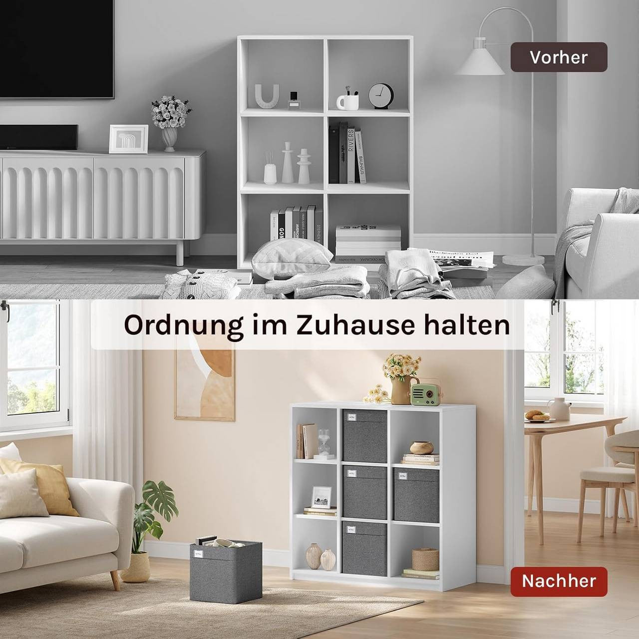 24goodz Foldable Storage Boxes Set of 5 - Spacious Organization - Durable and Stable - Kationic Fabric - For Home and Office - Dark Grey