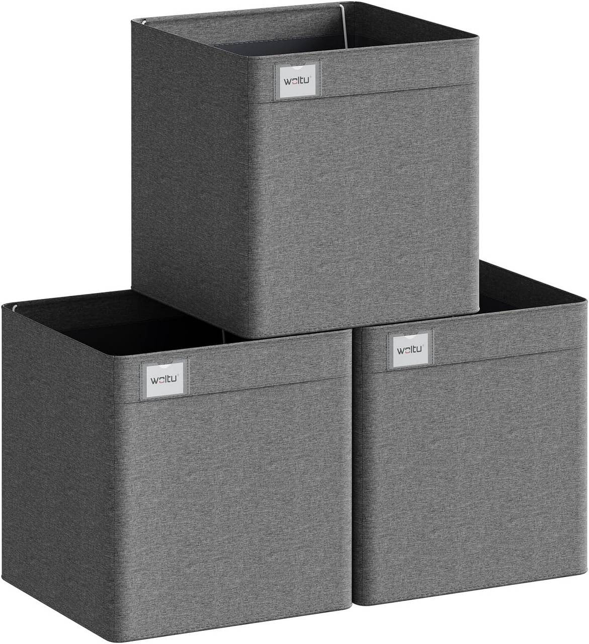 24goodz Foldable Storage Boxes Set of 3 - Spacious Organization - Durable and Stable - Kationic Fabric - Dark Grey - 32.5x32.5x32 cm
