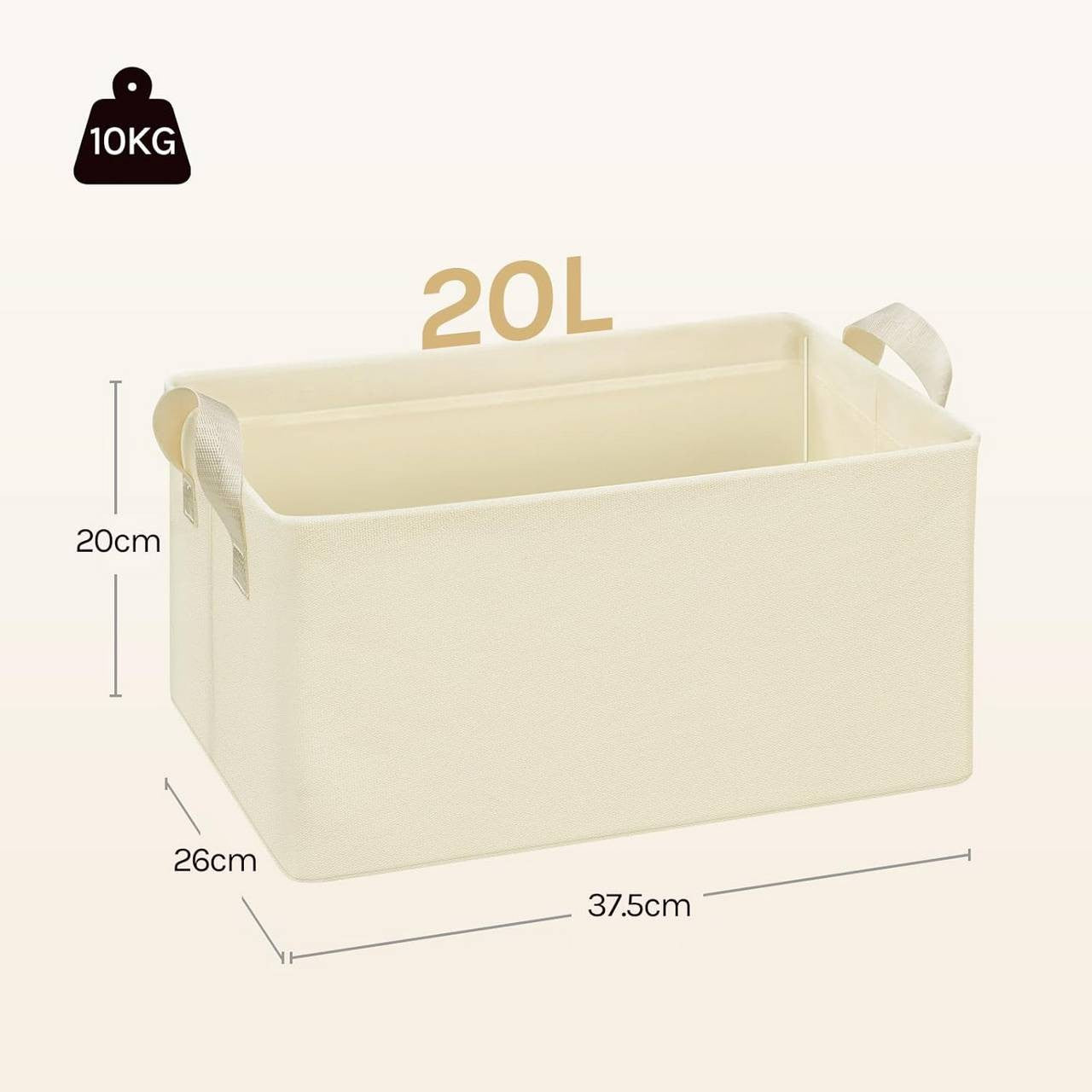 24goodz Foldable Storage Boxes Set of 3 - Durable and Versatile - Polyester and Metal - For Organizing Home - Cream