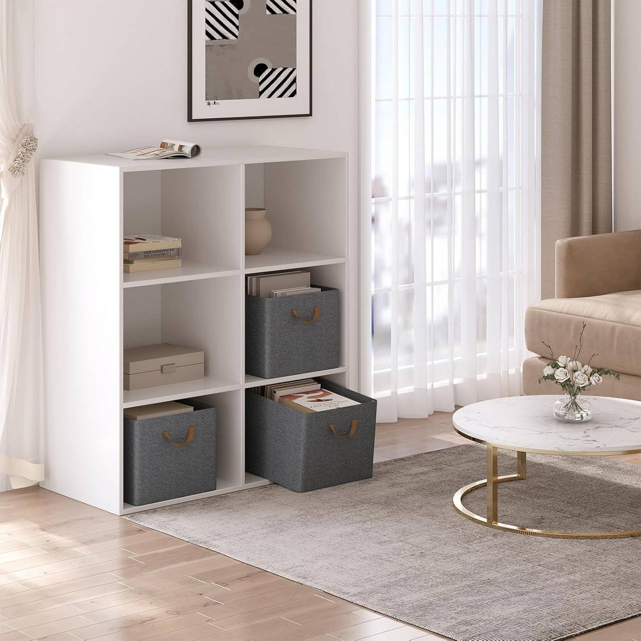 24goodz Foldable Storage Boxes Set of 3 - Durable and Stylish - Kationic Fabric and Polyester - For Home Organization - Grey + Brown