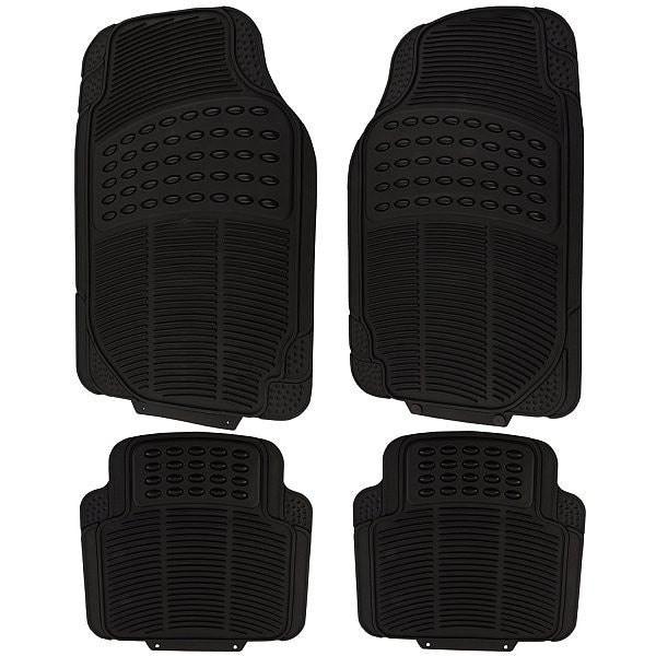 24goodz Stylish Floor Mats - Optimal Dirt Protection - Durable PVC - For All Seasons - Black