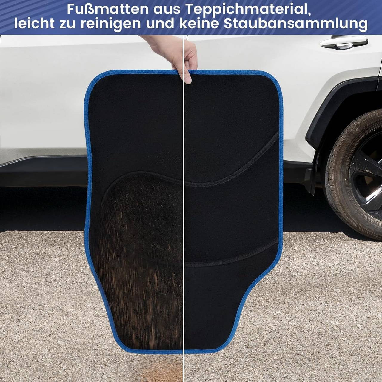 24goodz All-Weather Car Floor Mat Set - Comfortable and Durable - Carpet Material - Universal Fit - Blue