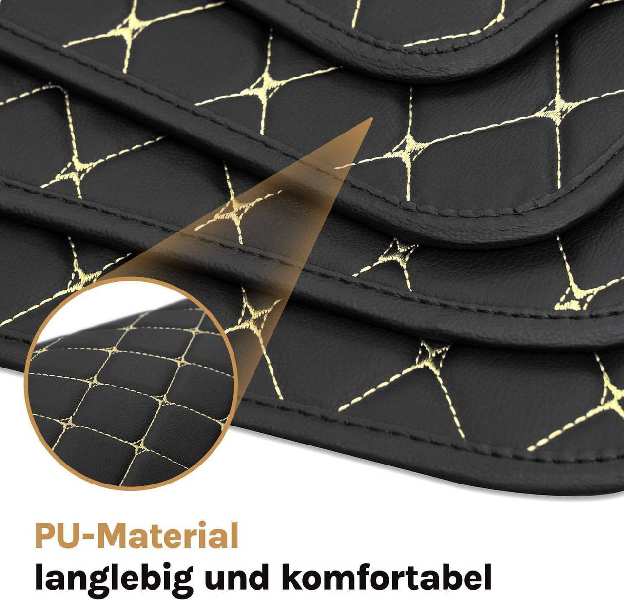 24goodz Universal Car Floor Mats Set - Durable All-Weather Protection - Synthetic Leather - For All Vehicles - Black + White