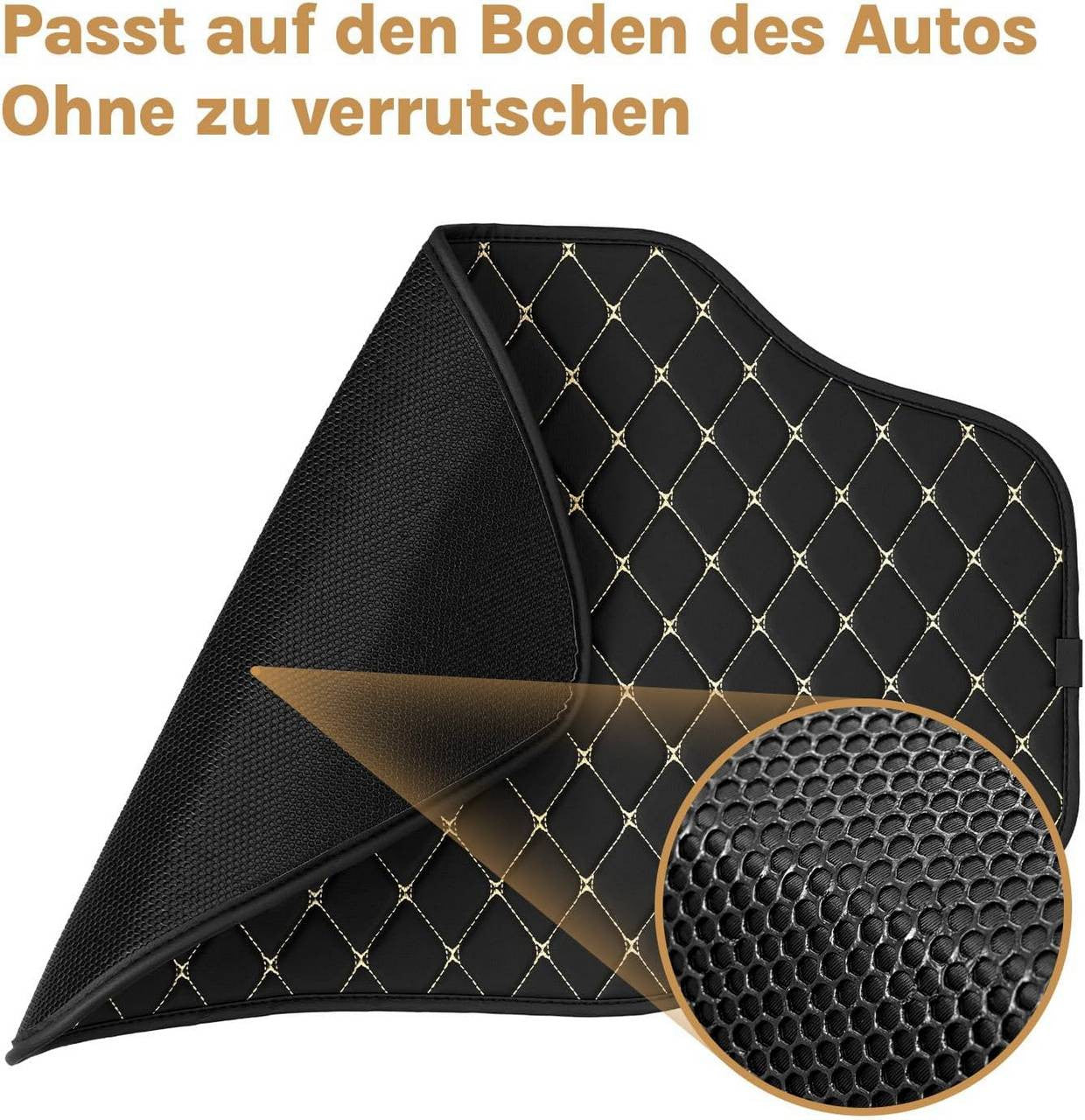 24goodz Universal Car Floor Mats Set - Durable All-Weather Protection - Synthetic Leather - For All Vehicles - Black + White