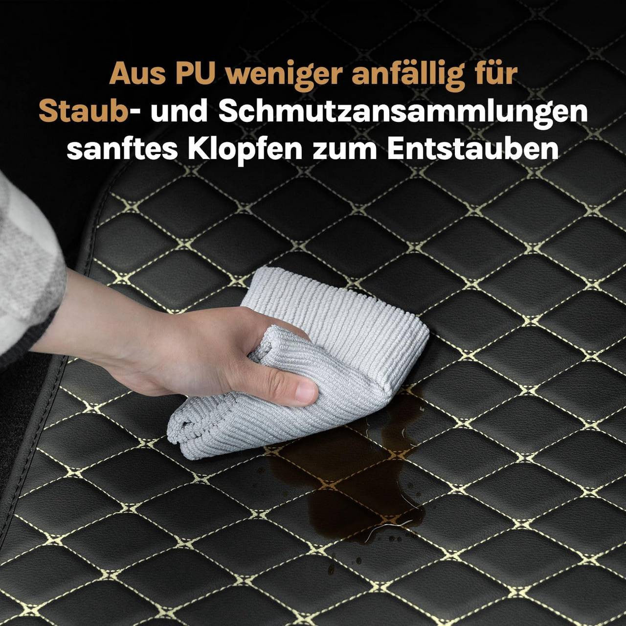 24goodz Universal Car Floor Mats Set - Durable All-Weather Protection - Synthetic Leather - For All Vehicles - Black + White