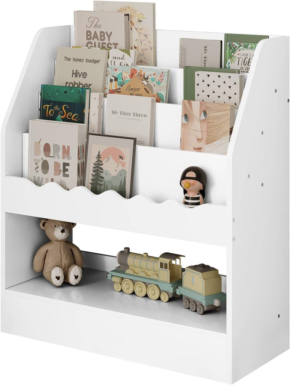 24goodz Kids Book Shelf - Stimulates Reading Habits - Safe and Stable - MDF - For Children - White