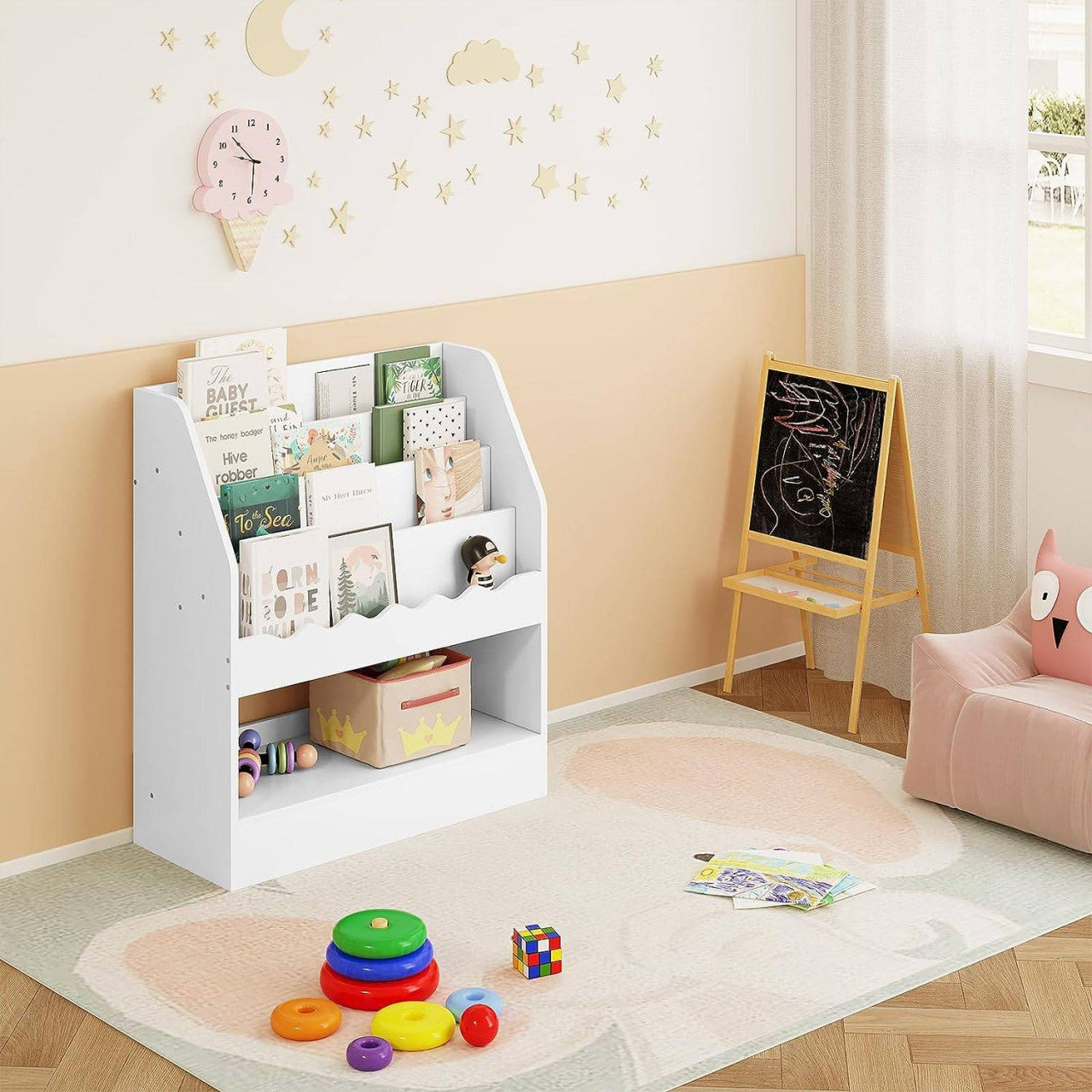 24goodz Kids Book Shelf - Stimulates Reading Habits - Safe and Stable - MDF - For Children - White