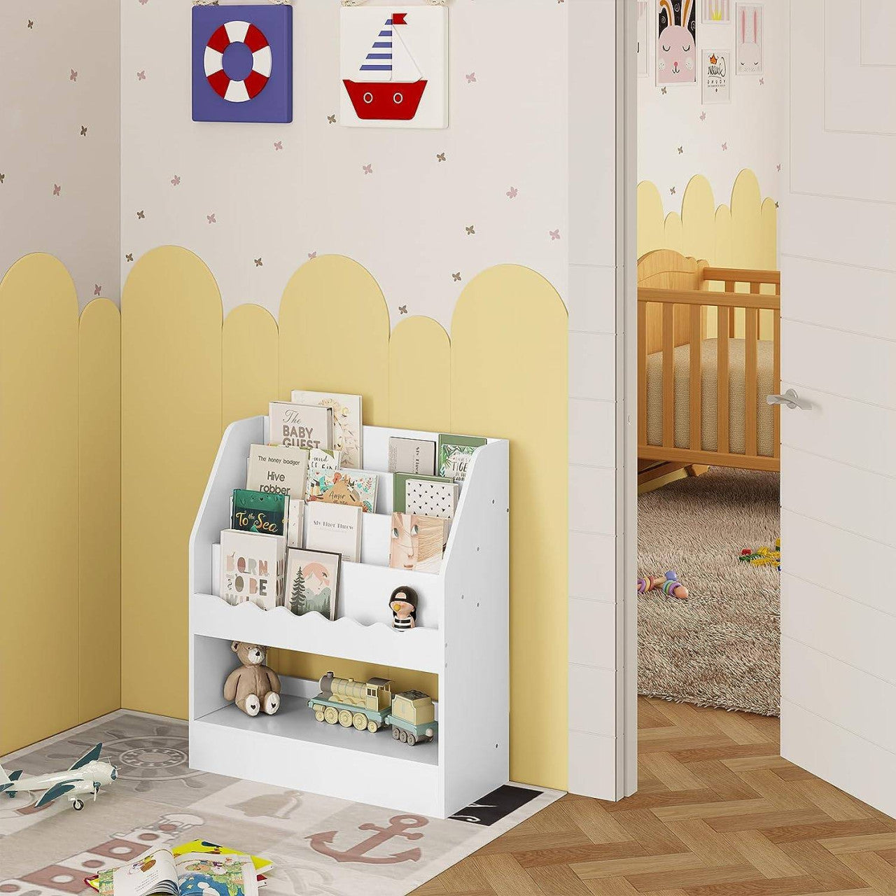 24goodz Kids Book Shelf - Stimulates Reading Habits - Safe and Stable - MDF - For Children - White