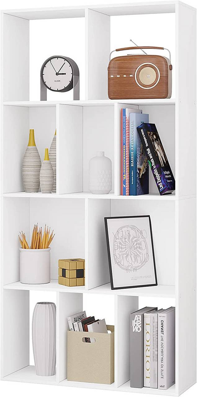 24goodz Bookcase with 4 Levels - Ample Storage Space - E1 Wood Material - For Home & Office - White - ws