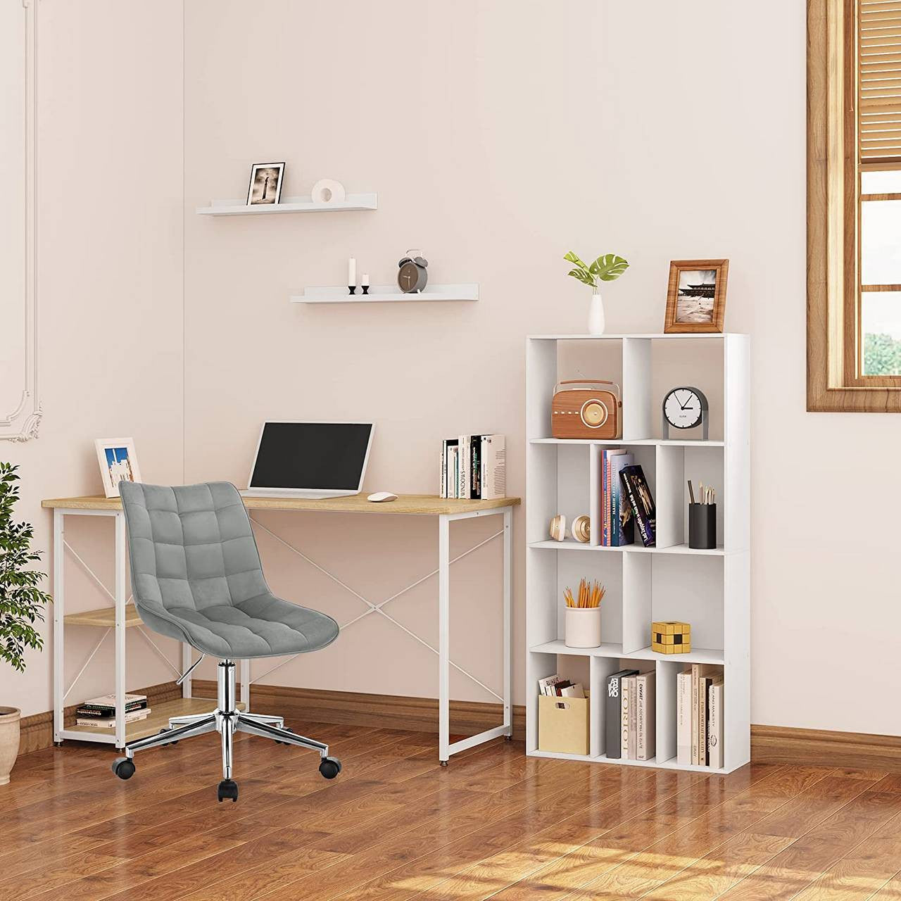 24goodz Bookcase with 4 Levels - Ample Storage Space - E1 Wood Material - For Home & Office - White - ws