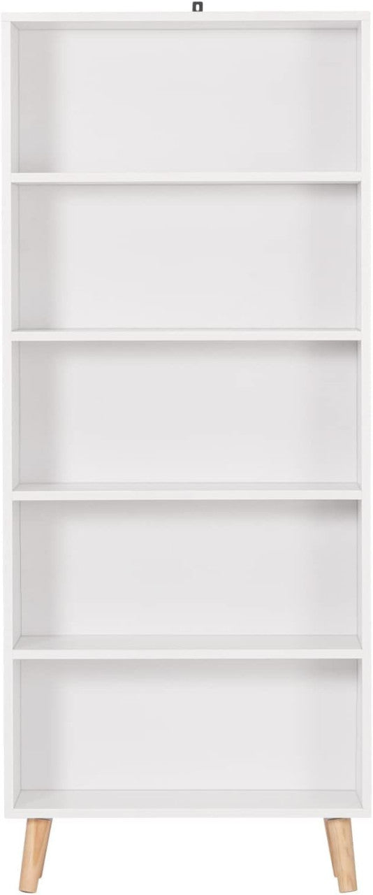 24goodz Bookcase with 5 Compartments - Durable and Stable Design - E1 Wood Material - White/Oak - ws