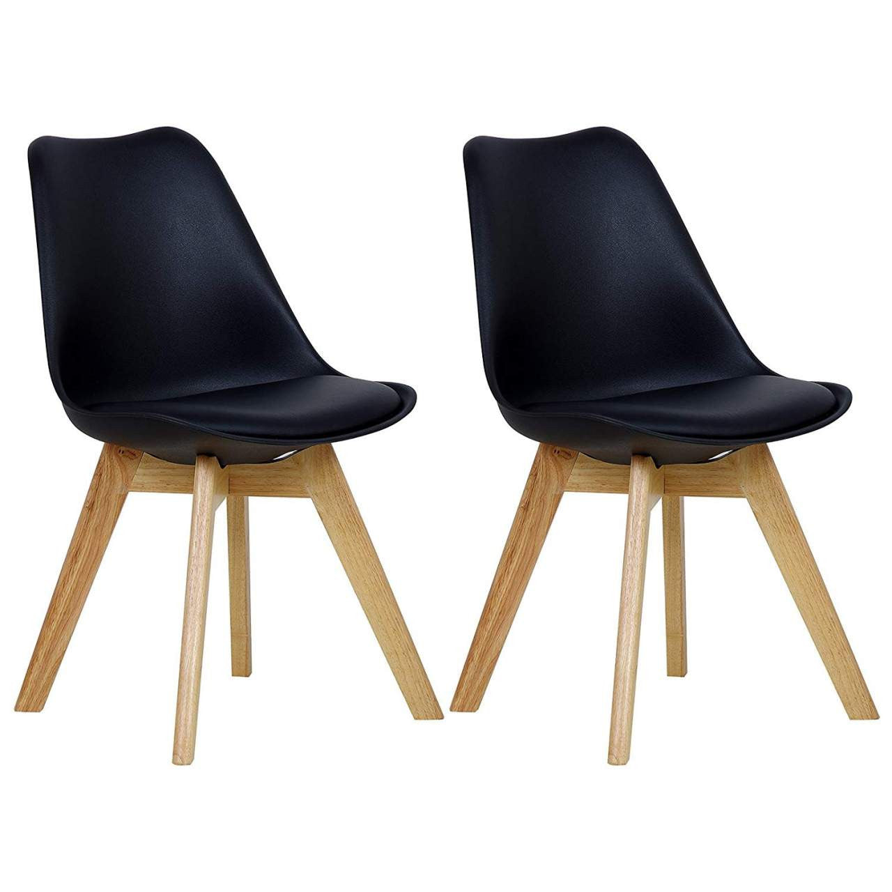24goodz Dining Chairs Set of 2 - Ergonomic Comfort - Durable Design - PP and Solid Wood - Black - sz