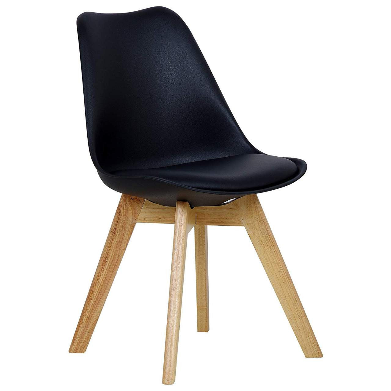 24goodz Dining Chairs Set of 2 - Ergonomic Comfort - Durable Design - PP and Solid Wood - Black - sz