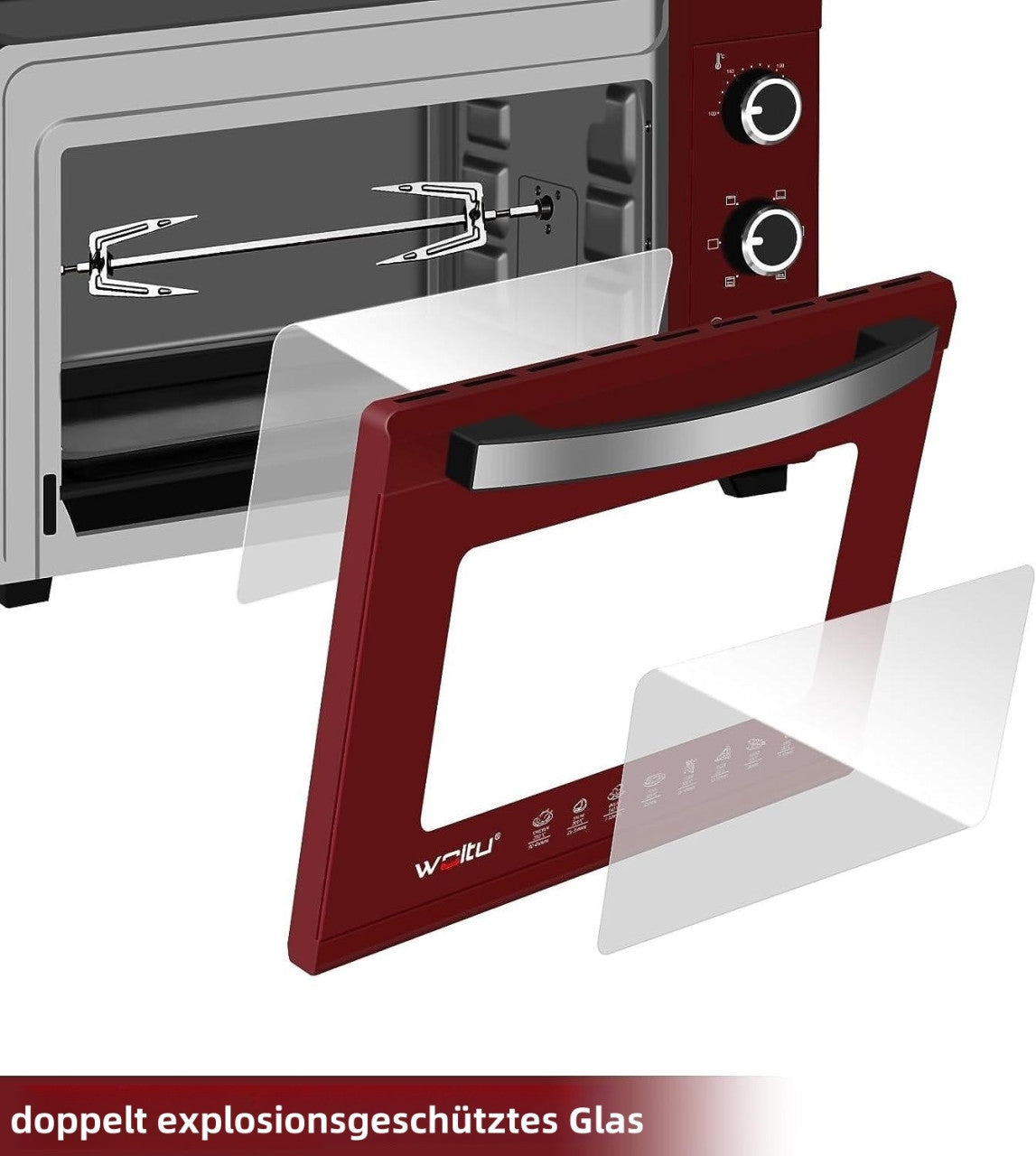 24goodz Convection Oven with Pizza Function - Fast Heating - Easy Clean - 1600W - Black - 32L - rsz