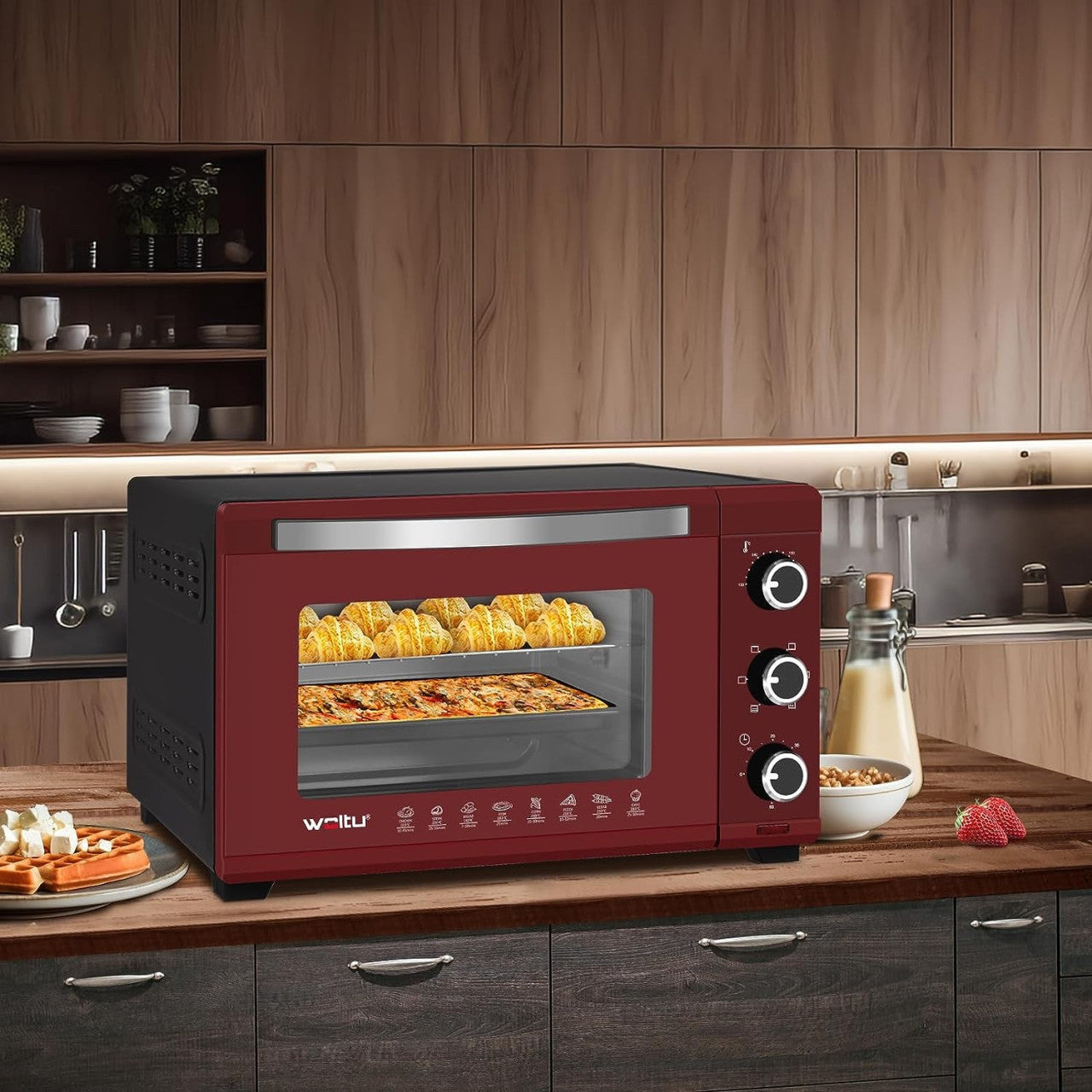 24goodz Convection Oven with Pizza Function - Fast Heating - Easy Clean - 1600W - Black - 32L - rsz