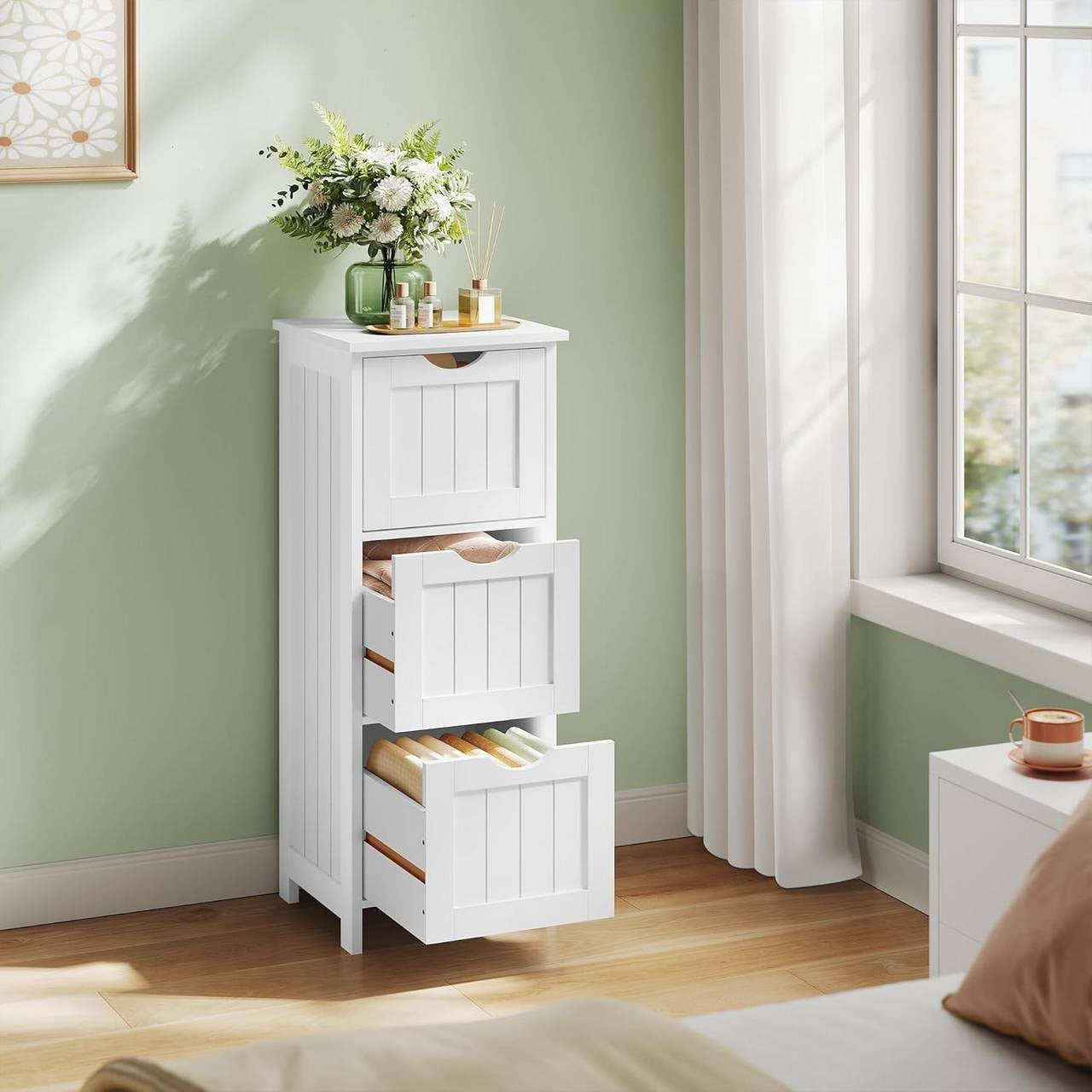 24goodz Bathroom Cabinet - Ample Storage Space - Compact Design - MDF - For Every Home - White