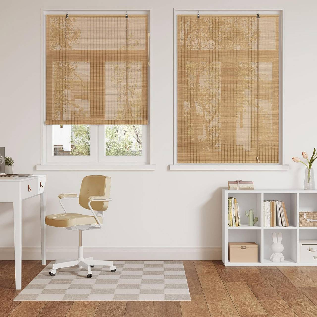 24goodz Bamboo Roller Blind - Elegant Light Filtering - Durable Bamboo - For Indoor and Outdoor Use - Brown 60x220cm