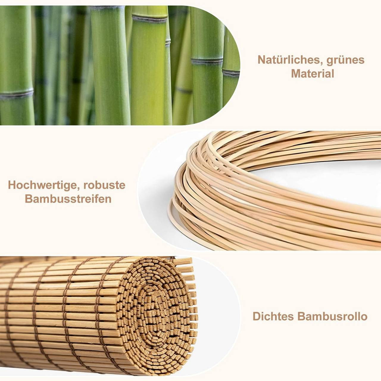 24goodz Bamboo Roller Blind - Elegant Light Filtering - Durable Bamboo - For Indoor and Outdoor Use - Brown 90x160cm