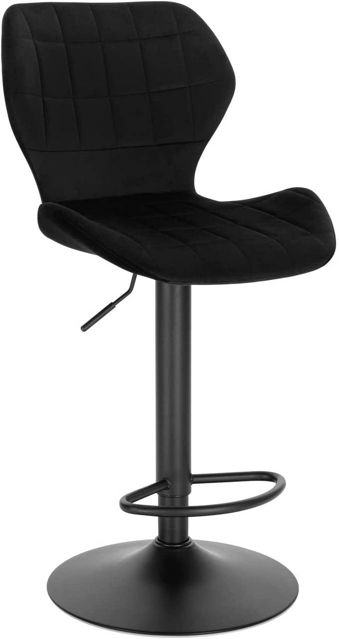 24goodz Adjustable 360° Swivel Bar Stool - Comfortable Seating - Stable Metal Frame - Velvet + Metal - Dark Grey/Black/Dark Green - sz