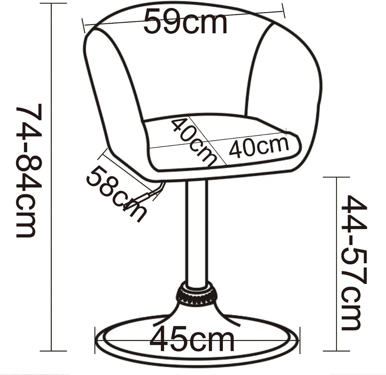 24goodz Bar Stool - Comfortable Seating - Ergonomic Design - Faux Leather - Black - sz