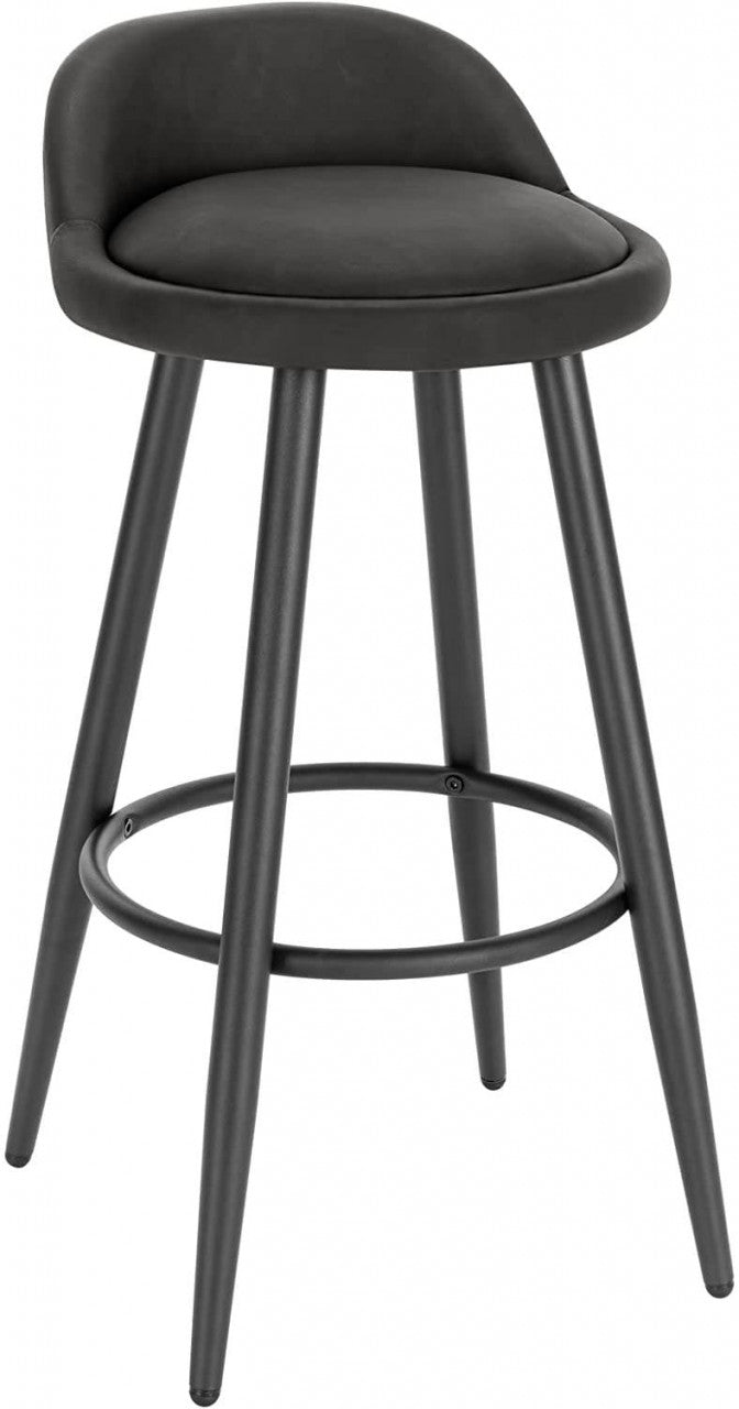 24goodz Bar Stool - Stable and Robust Design - High Comfort - Wood and Faux Leather - For Home Use - Anthracite