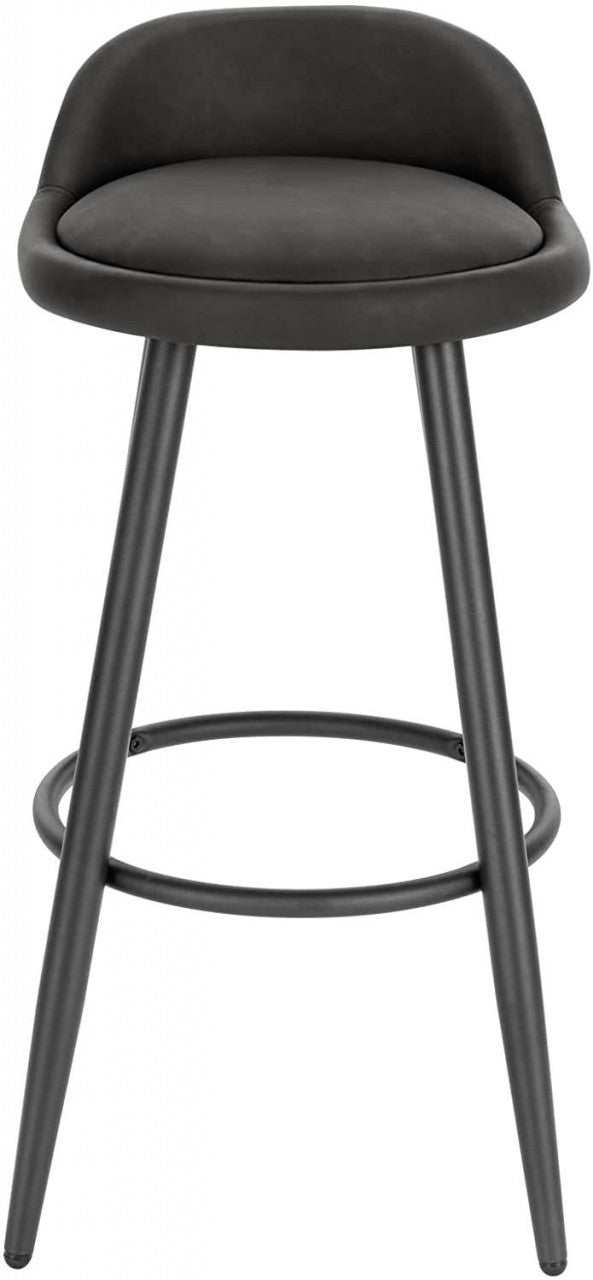 24goodz Bar Stool - Stable and Robust Design - High Comfort - Wood and Faux Leather - For Home Use - Anthracite
