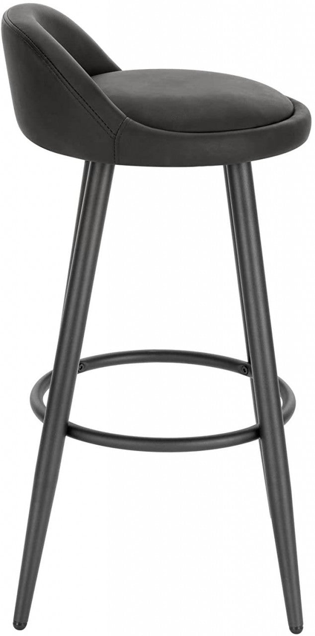 24goodz Bar Stool - Stable and Robust Design - High Comfort - Wood and Faux Leather - For Modern and Classic Interiors - Anthracite