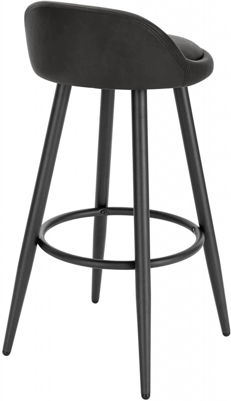 24goodz Bar Stool - Stable and Robust Design - High Comfort - Wood and Faux Leather - For Home Use - Anthracite