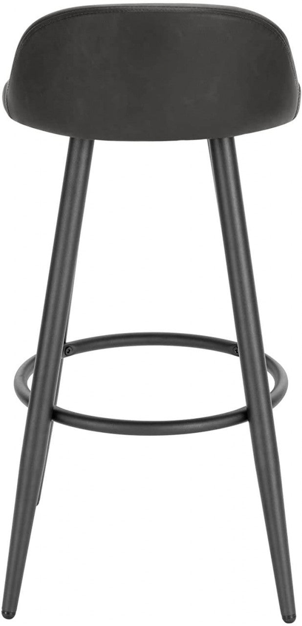 24goodz Bar Stool - Stable and Robust Design - High Comfort - Wood and Faux Leather - For Home Use - Anthracite
