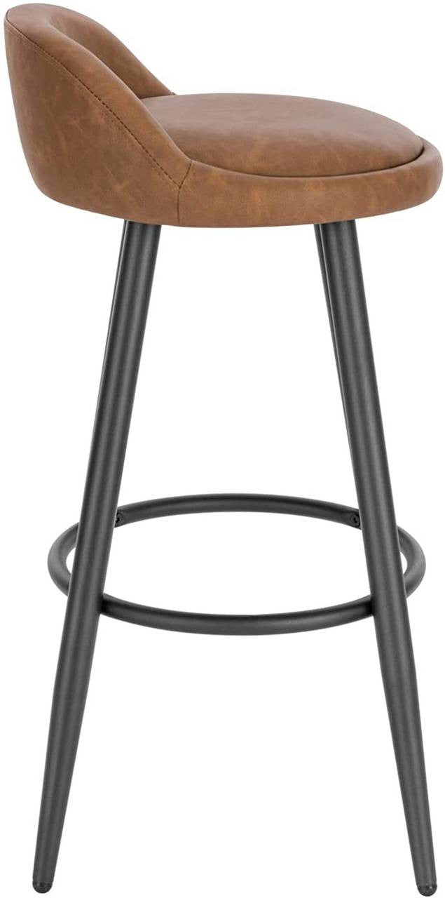 24goodz Bar Stool - Stable and Robust Design - High Comfort - Faux Leather - For Modern and Classic Interiors - Anthracite Brown