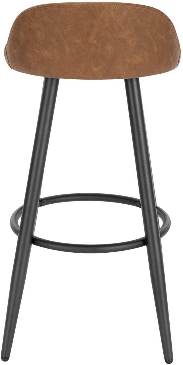 24goodz Bar Stool - Stable and Robust Design - High Comfort - Faux Leather - For Modern and Classic Interiors - Anthracite Brown