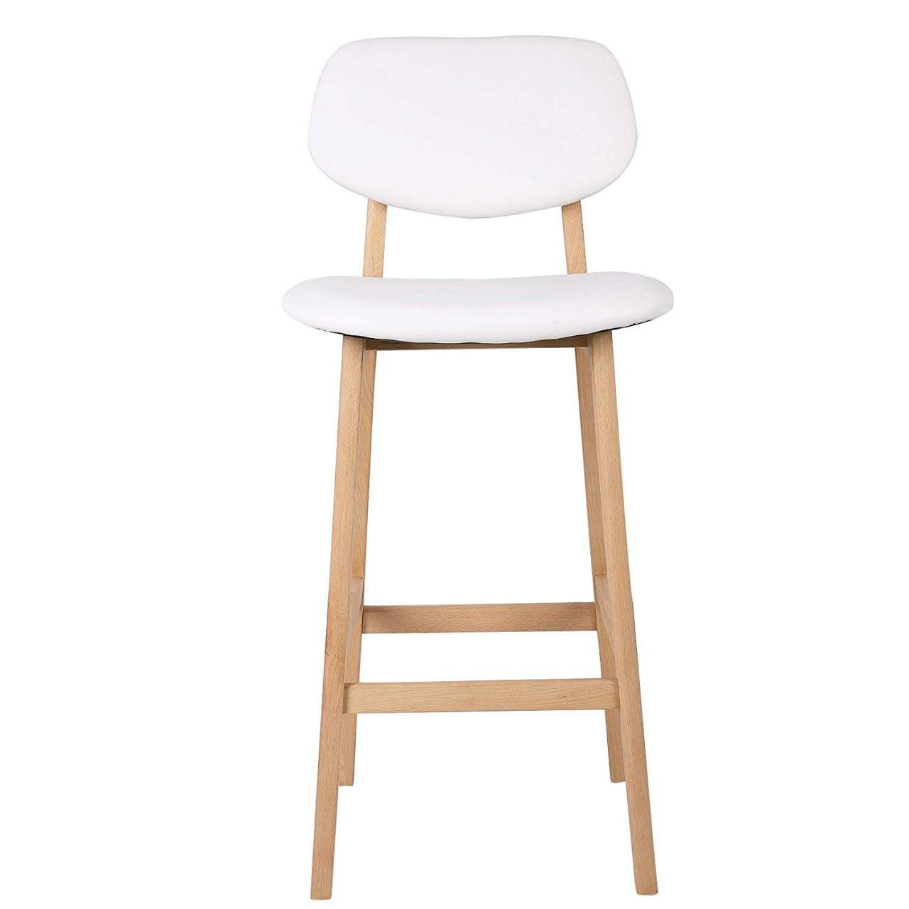 24goodz Set of 2 Bar Stools - Scandinavian Style - Ergonomic Comfort - Faux Leather - White - ws