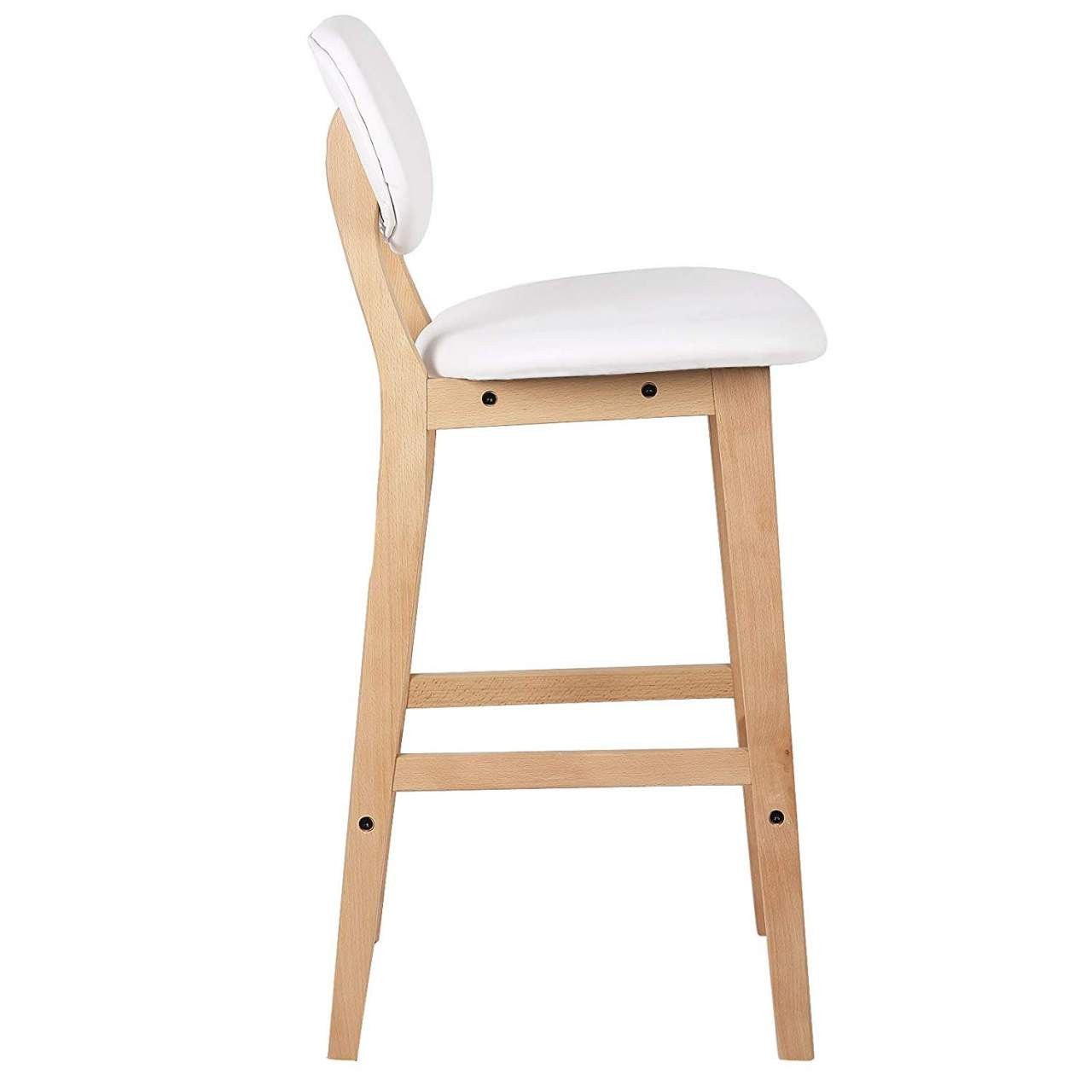 24goodz Set of 2 Bar Stools - Scandinavian Style - Ergonomic Comfort - Faux Leather - White - ws