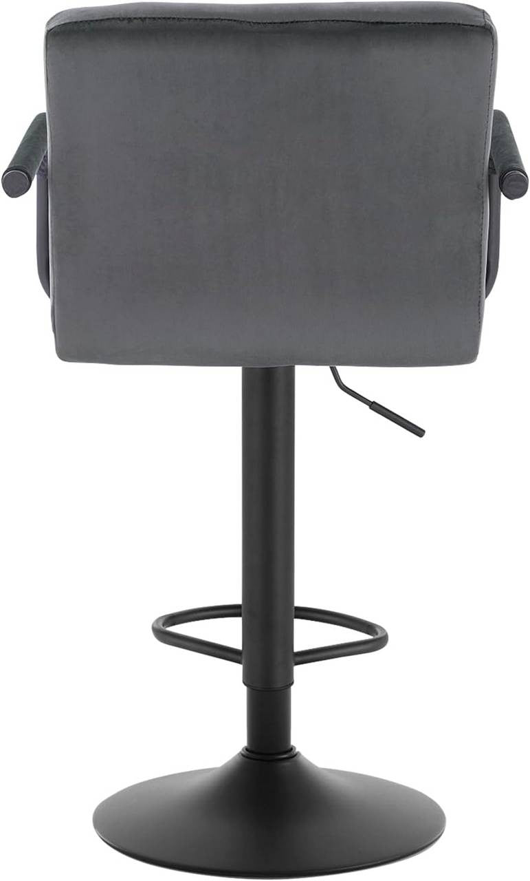24goodz Velvet Bar Stools Set of 2 - Ergonomic Design - Durable Metal Frame - Velvet - For Home and Bistro Use - Dark Grey - dgr