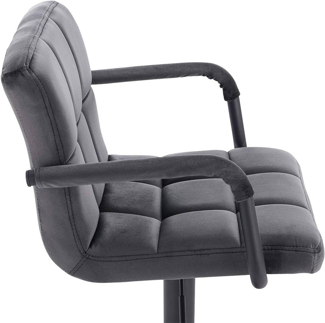 24goodz Velvet Bar Stools Set of 2 - Ergonomic Design - Durable Metal Frame - Velvet - For Home and Bistro Use - Dark Grey - dgr