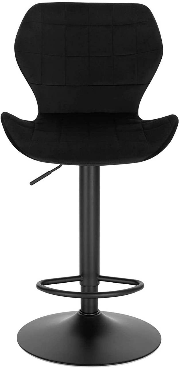 24goodz Adjustable 360° Swivel Bar Stool - Comfortable and Stylish - Velvet and Metal - For Home and Bar Use - Dark Grey/Black/Dark Green - sz
