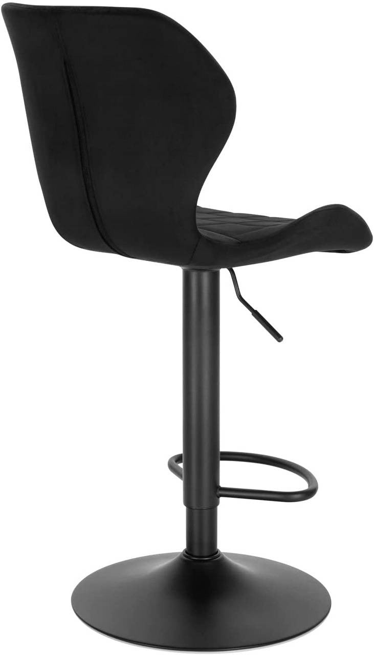 24goodz Adjustable 360° Swivel Bar Stool - Comfortable and Stylish - Velvet and Metal - For Home and Bar Use - Dark Grey/Black/Dark Green - sz