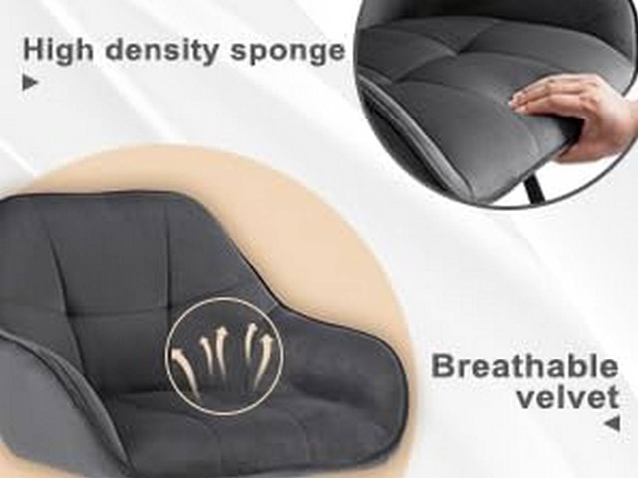 24goodz Velvet Bar Stool Set of 6 - 360° Rotating - High Comfort - Velvet and Metal - Dark Grey - 51 x 94.5 x 53 cm